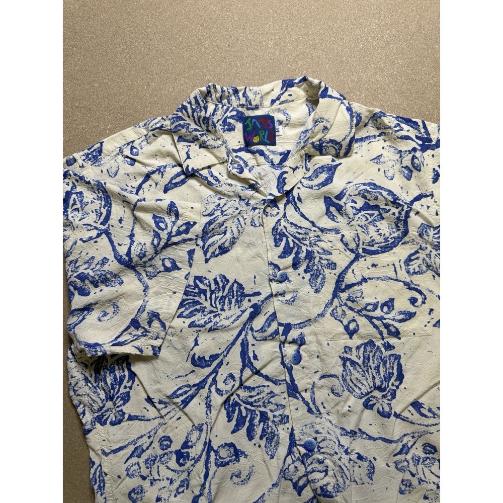 Jams World Hawaiian M VTG‎ Colorful Floral Leaf Short Sleeve Button Up  Shirt